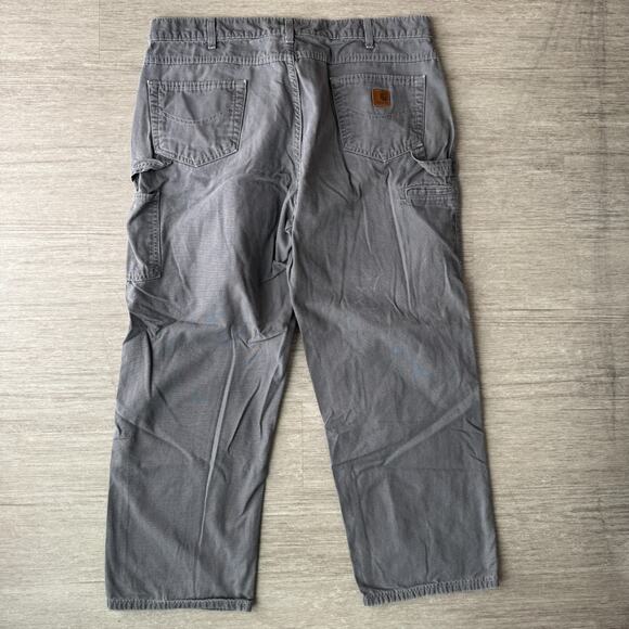 Carhartt B159 CHR Gray Carpenter Pants Mens 40x30 Loose Fit Workwear Canvas - Picture 1 of 9